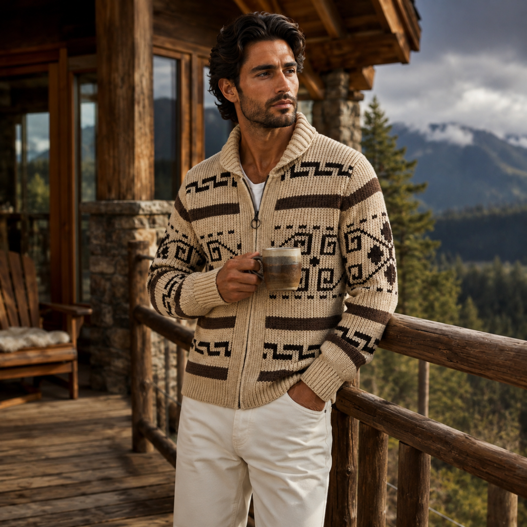 Olivier | Jacquard Knit Shawl Cardigan