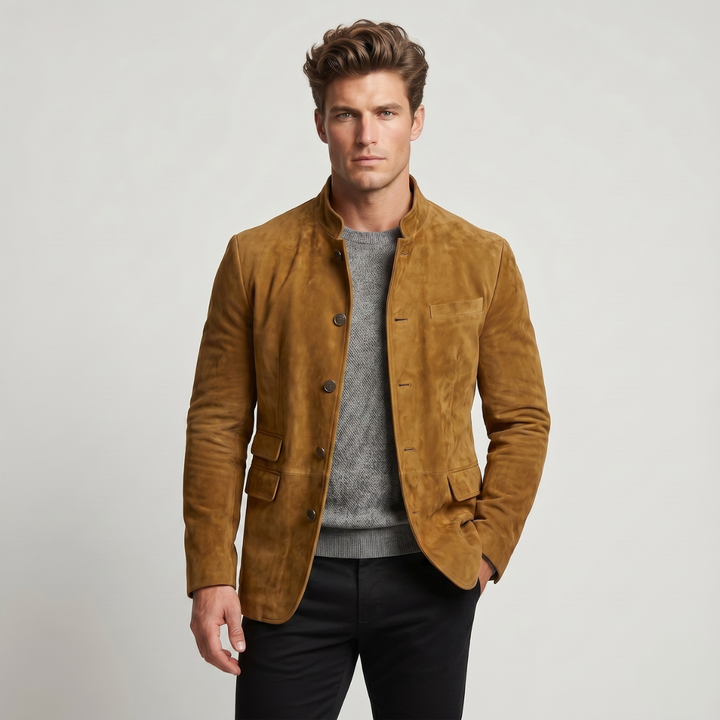 Rene | Suede Stand Collar Blazer