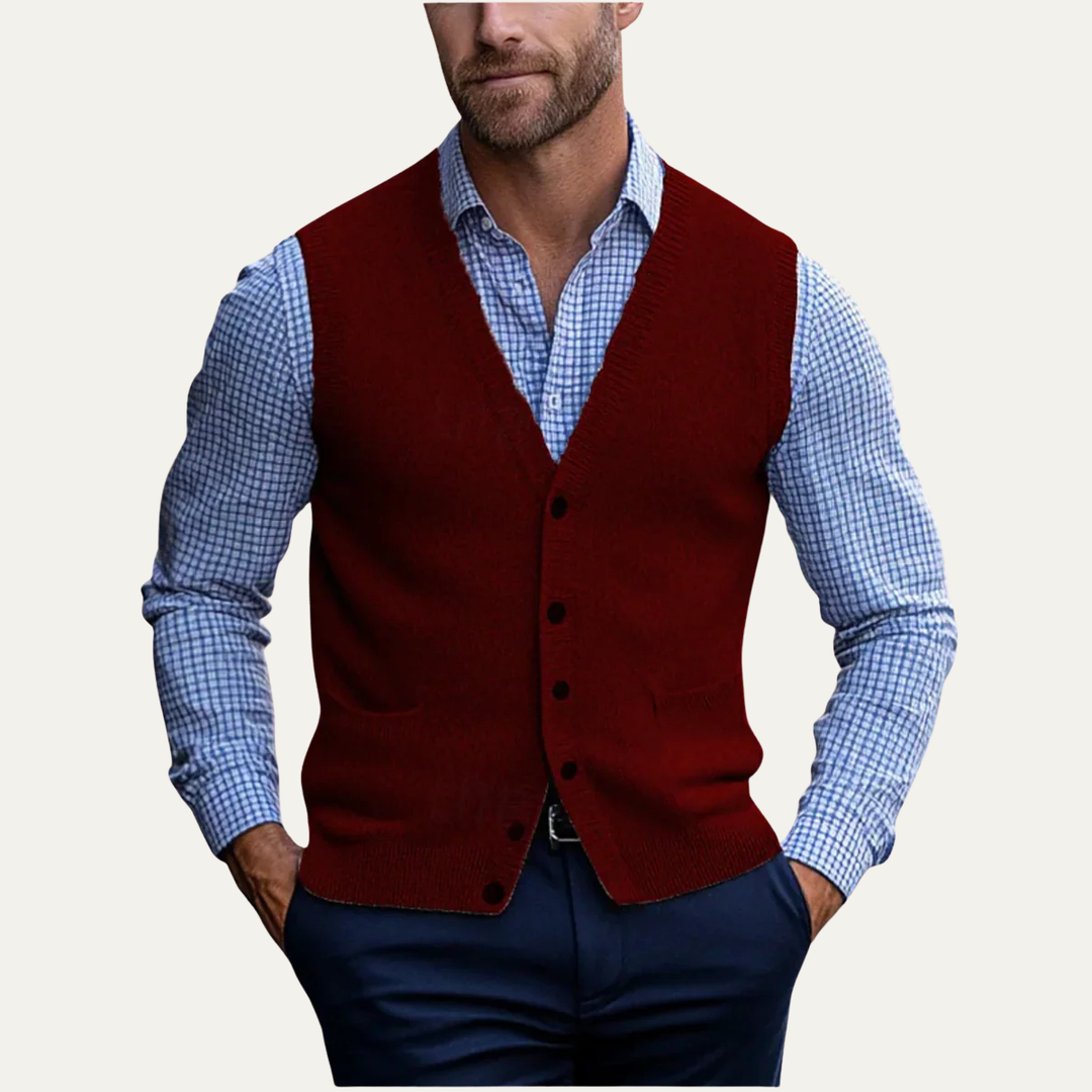 Esdras | Button Front Wool Knit Vest