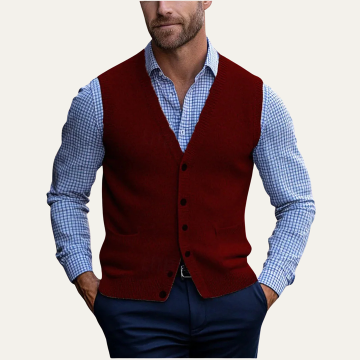 Esdras | Button Front Wool Knit Vest