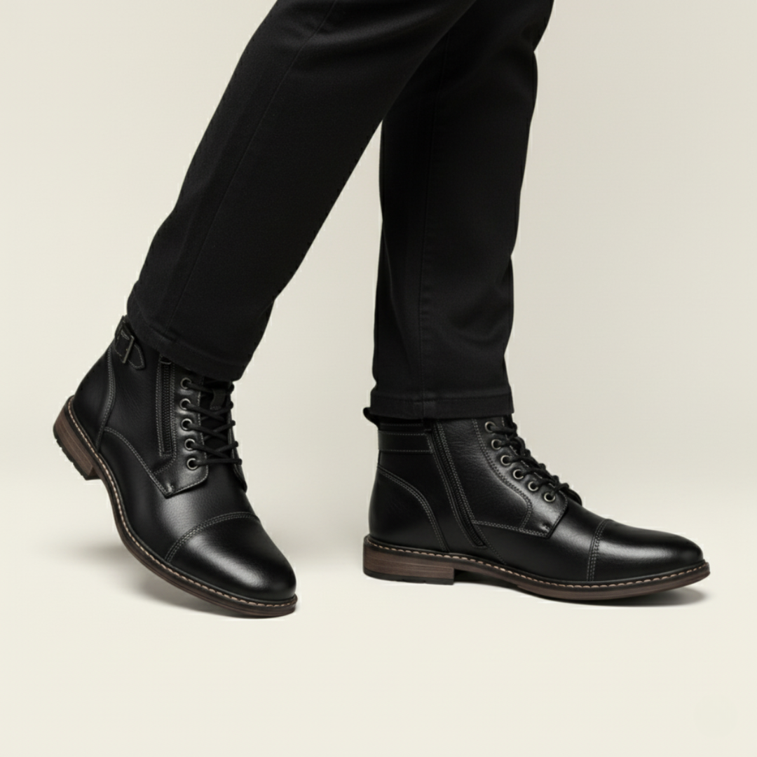 Achille | Cap Toe Leather Ankle Boot