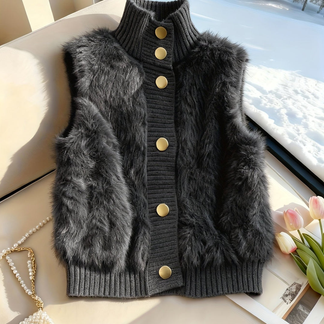 Ermeline | Faux Fur Stand Collar Vest