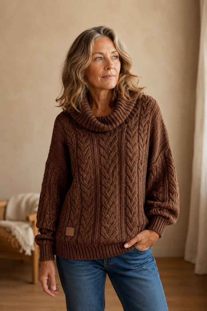 Solid Twisted Knit Sweater editorial product photograph