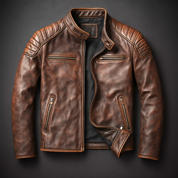 Alphege | Cotton Lined Leather Jacket