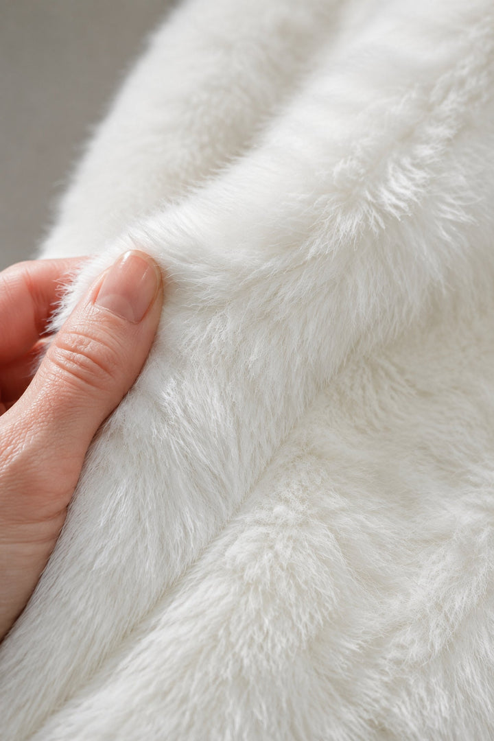 Camille Laurent | Luxe Faux Fur Jacket For Women fabric texture close-up