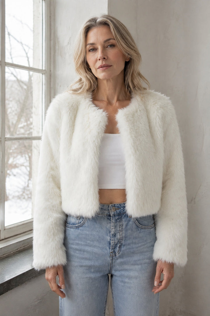 Camille Laurent | Luxe Faux Fur Jacket For Women editorial product photograph