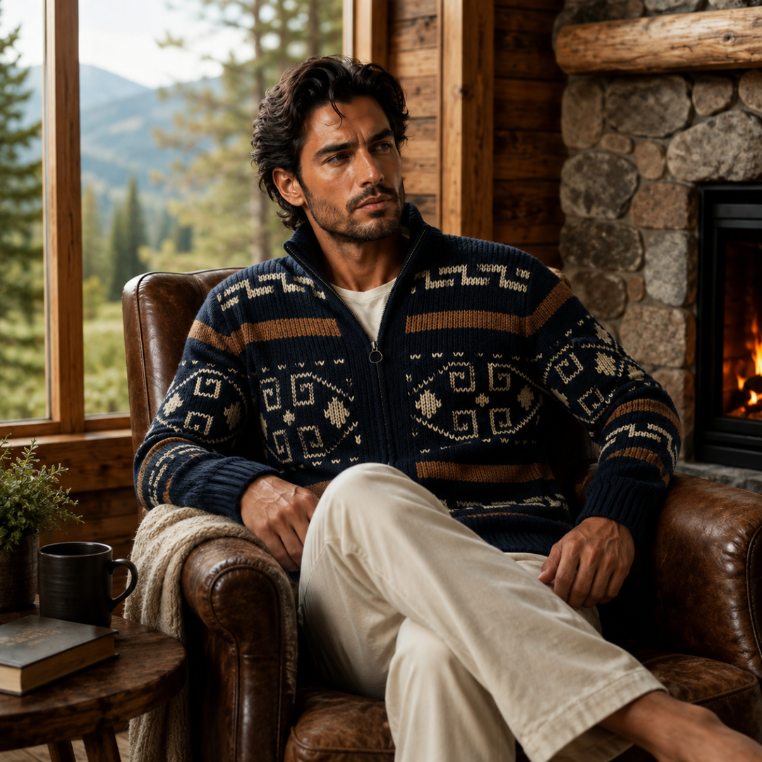 Olivier | Jacquard Knit Shawl Cardigan