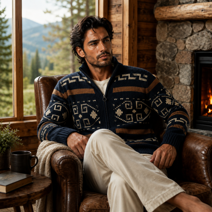 Olivier | Jacquard Knit Shawl Cardigan