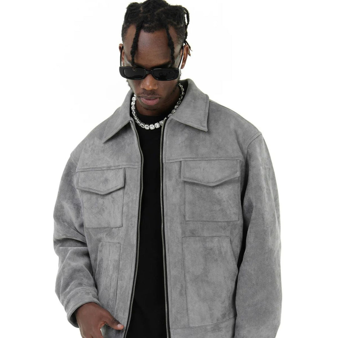 Rosario | Faux Suede Flap Pocket Jacket