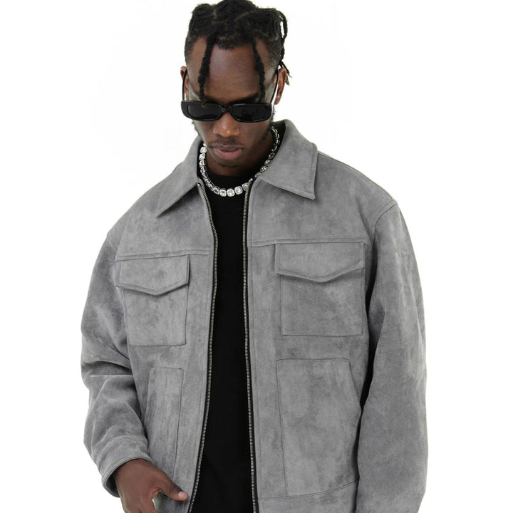 Rosario | Faux Suede Flap Pocket Jacket