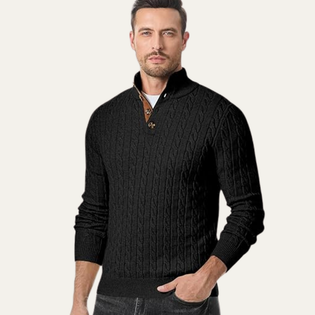 Roméo | Cable Knit Button Collar Sweater
