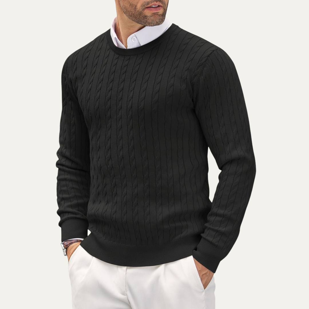 Mathias | Cable Knit Crew Neck Sweater