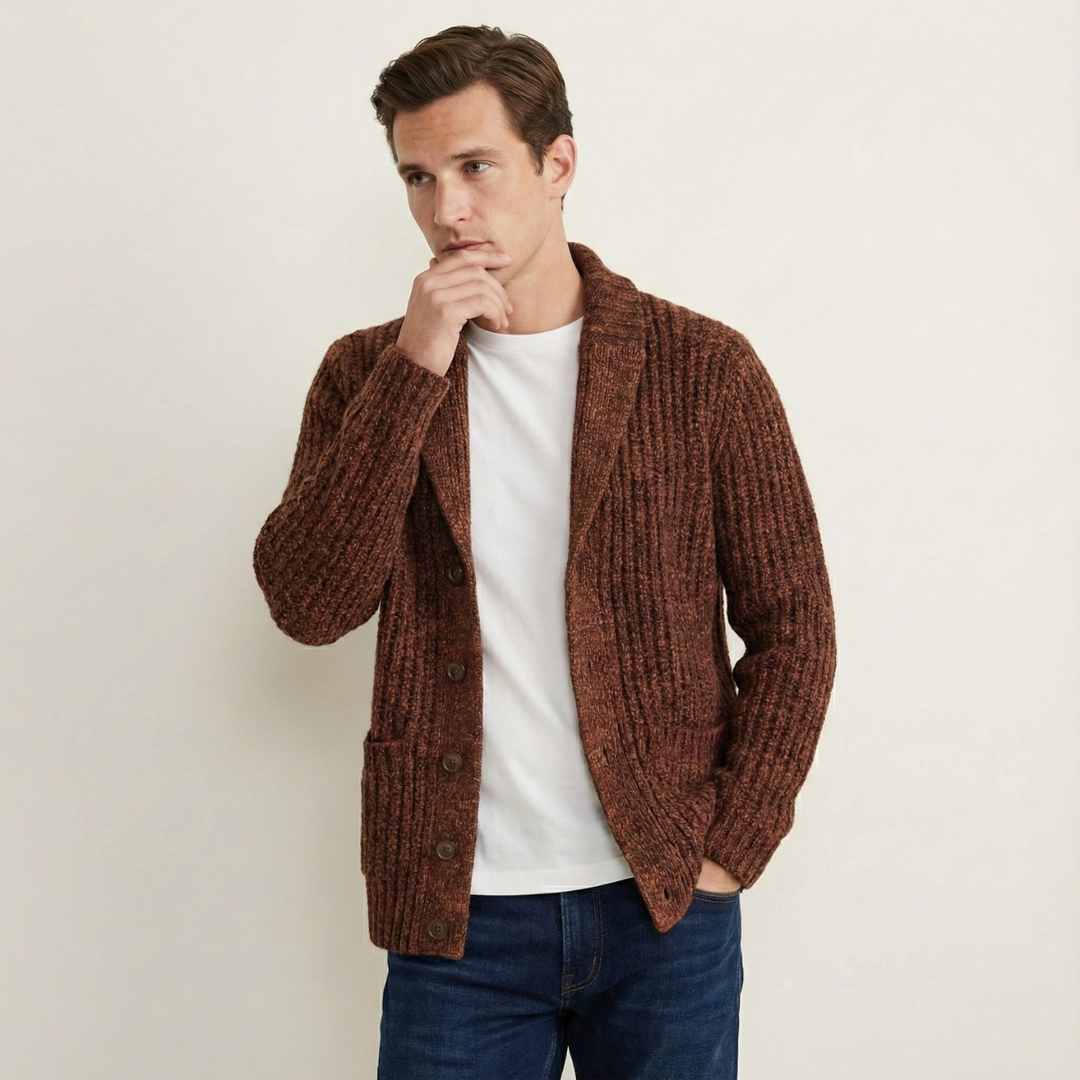 Simeon | Heavy Cable Shawl Cardigan