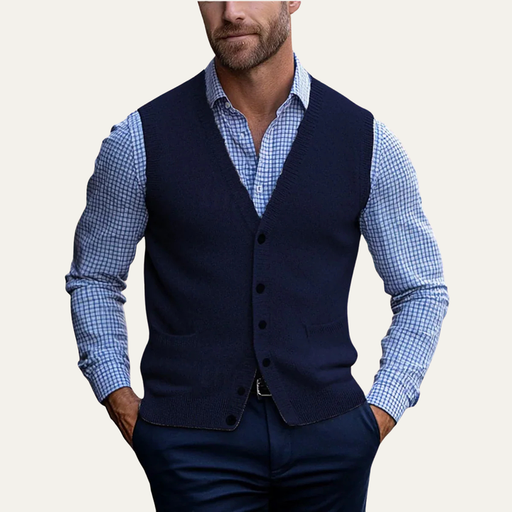 Esdras | Button Front Wool Knit Vest
