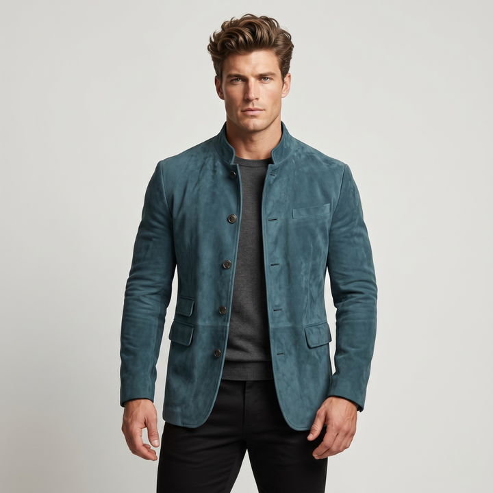 Rene | Suede Stand Collar Blazer
