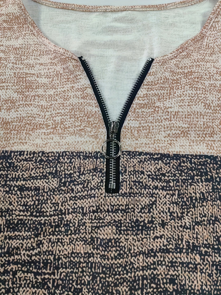 Norine | Striped Zip Neck Knit Top