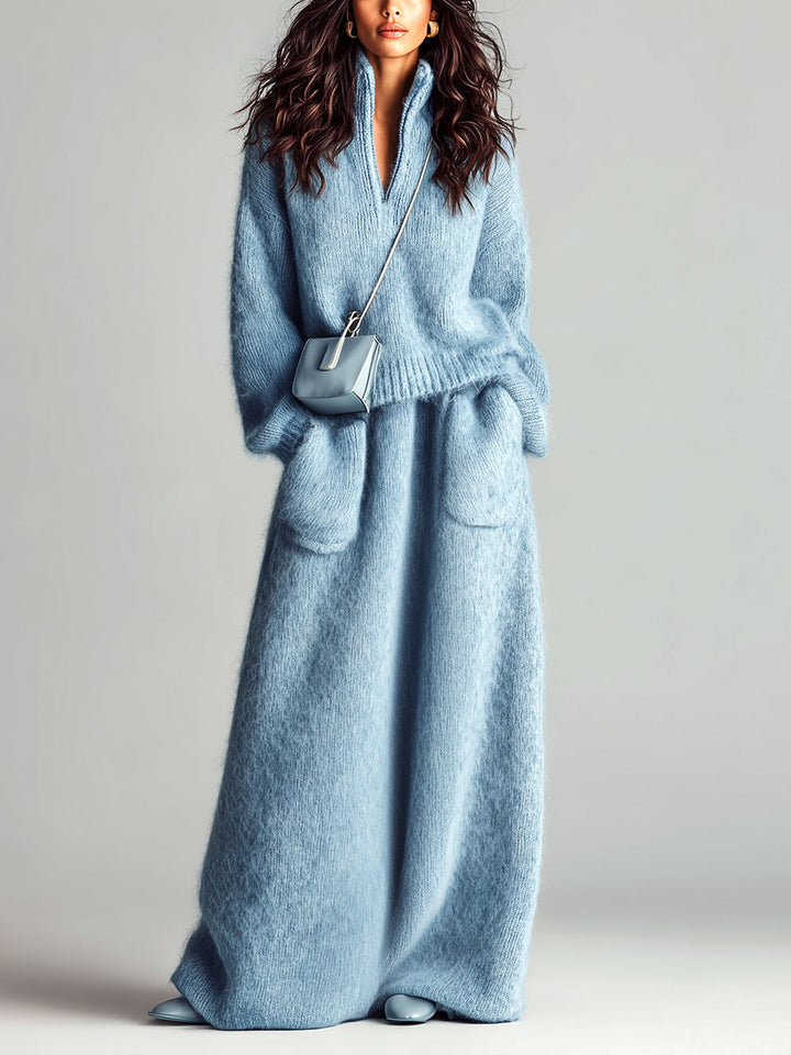 Angela | Brushed Knit Sweater and Skirt