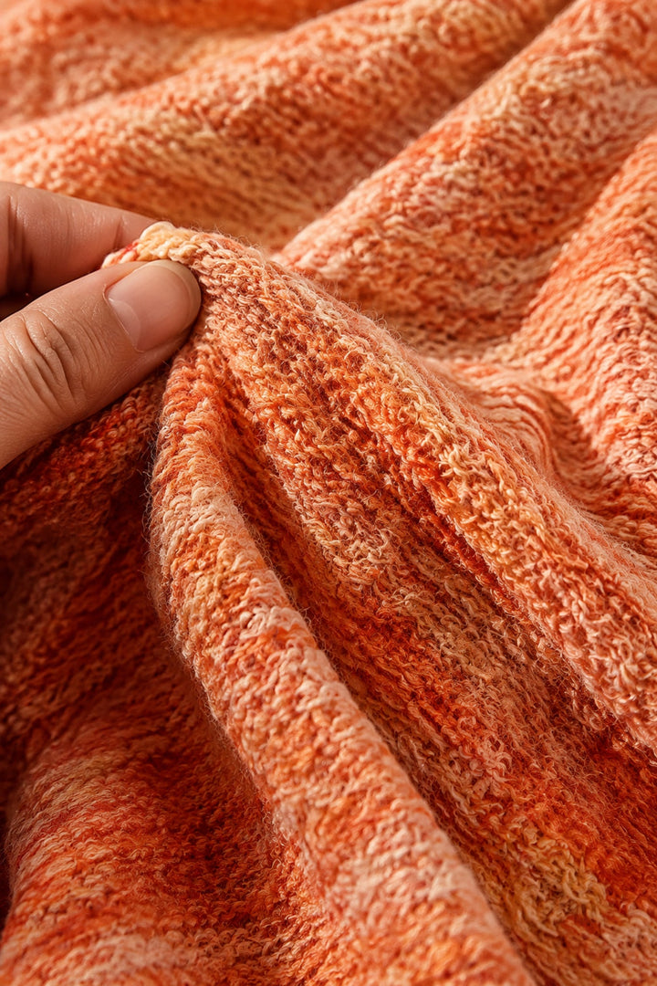 Multicolor Wafeltrui voor Dames, Herfst, Top met Lange Mouwen fabric texture close-up