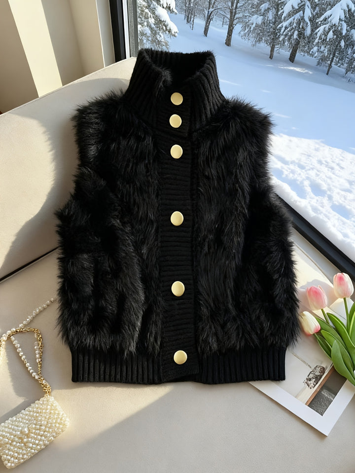 Ermeline | Faux Fur Stand Collar Vest