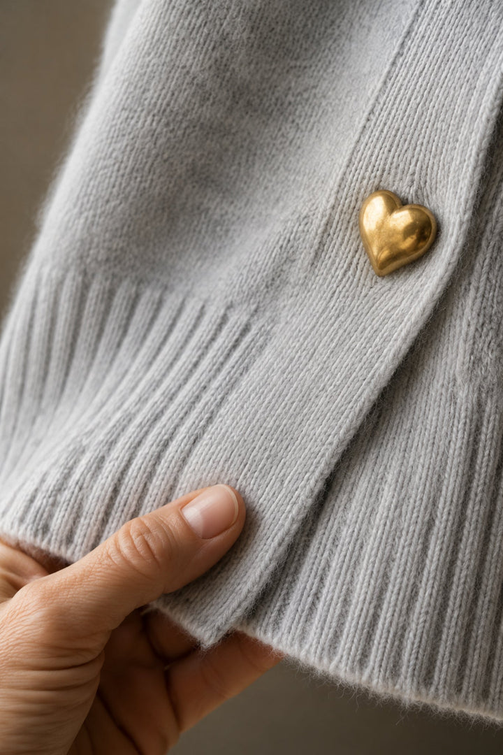 Michaela | Women's V-Neck Button-Front Cardigan fabric detail close-up