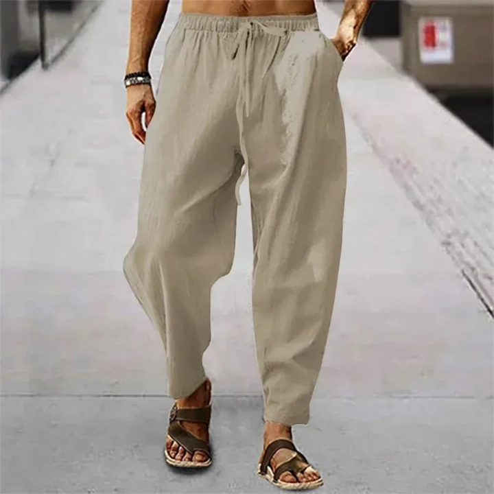 Gustave | Cotton Linen Wide Leg Trousers