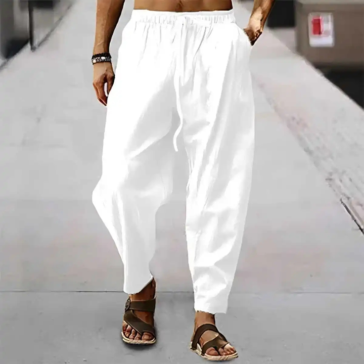 Gustave | Cotton Linen Wide Leg Trousers