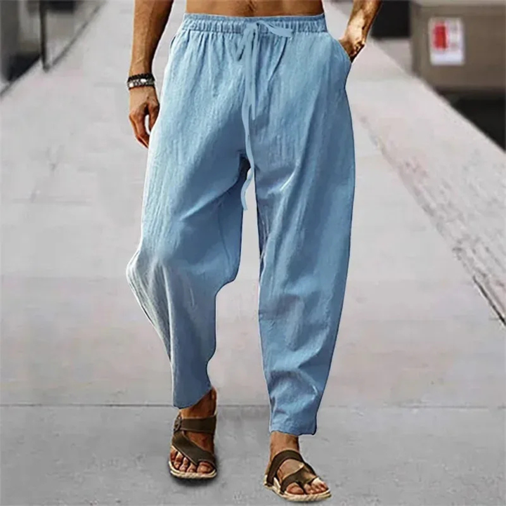 Gustave | Cotton Linen Wide Leg Trousers
