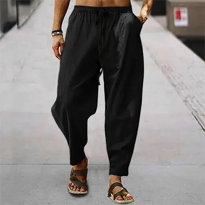 Gustave | Cotton Linen Wide Leg Trousers