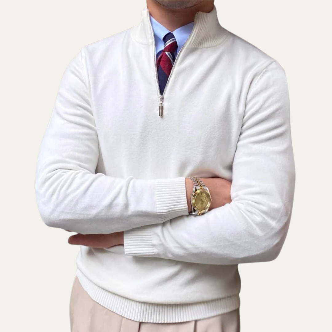 Valère | Cashmere Blend Half Zip Mock Neck