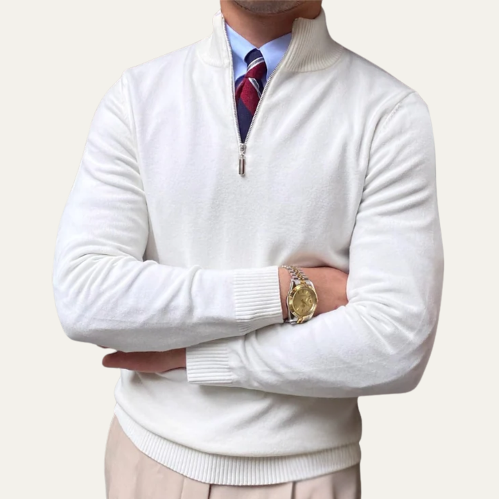 Valère | Cashmere Blend Half Zip Mock Neck