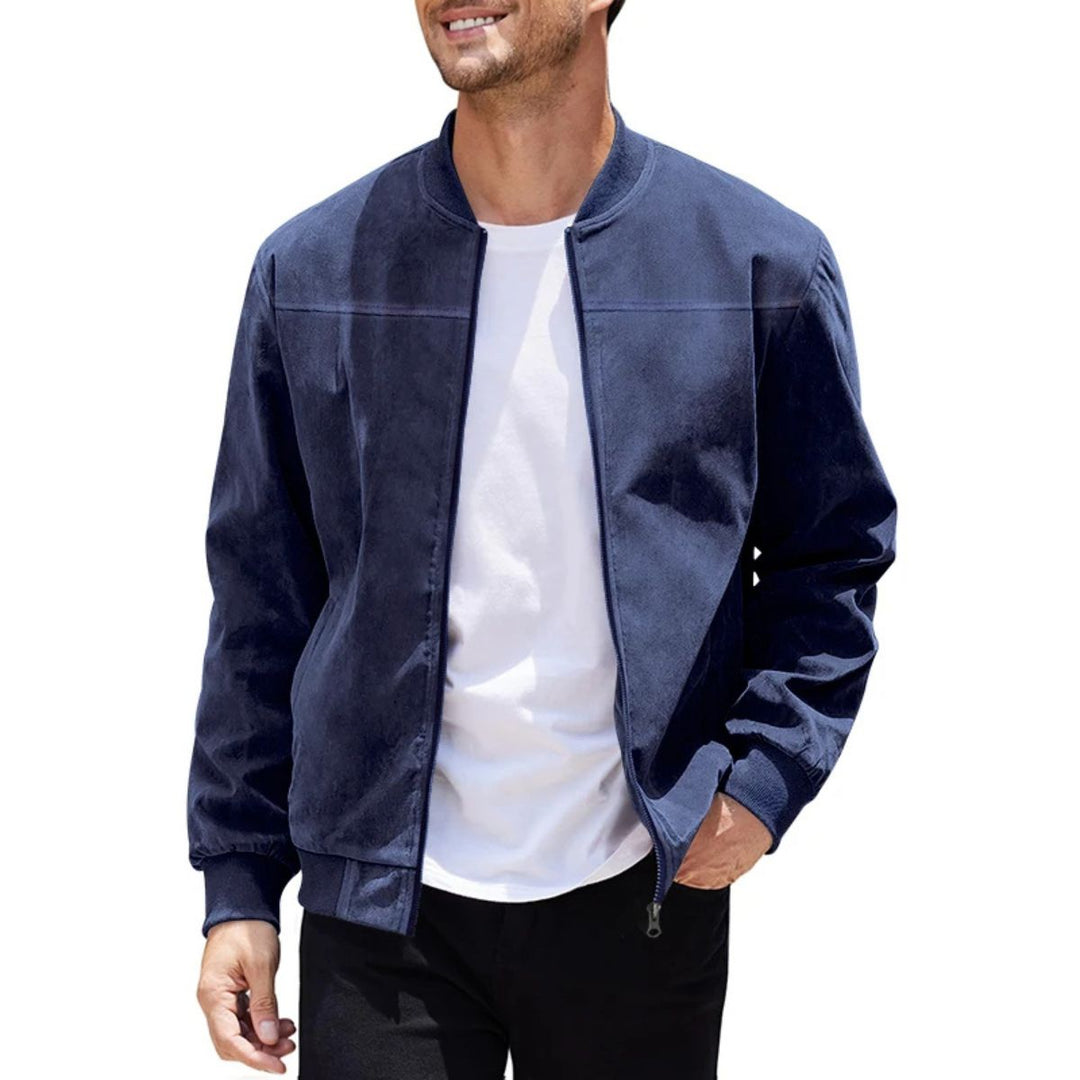 Theophile | Ribbed Cuff Faux Suede Jacket