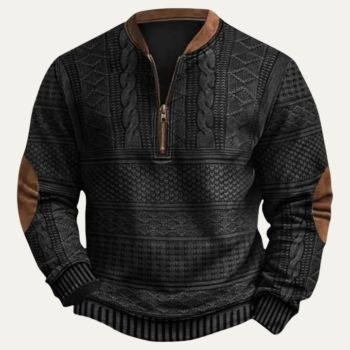 Martial | Elbow Patch Patterned Half Zip