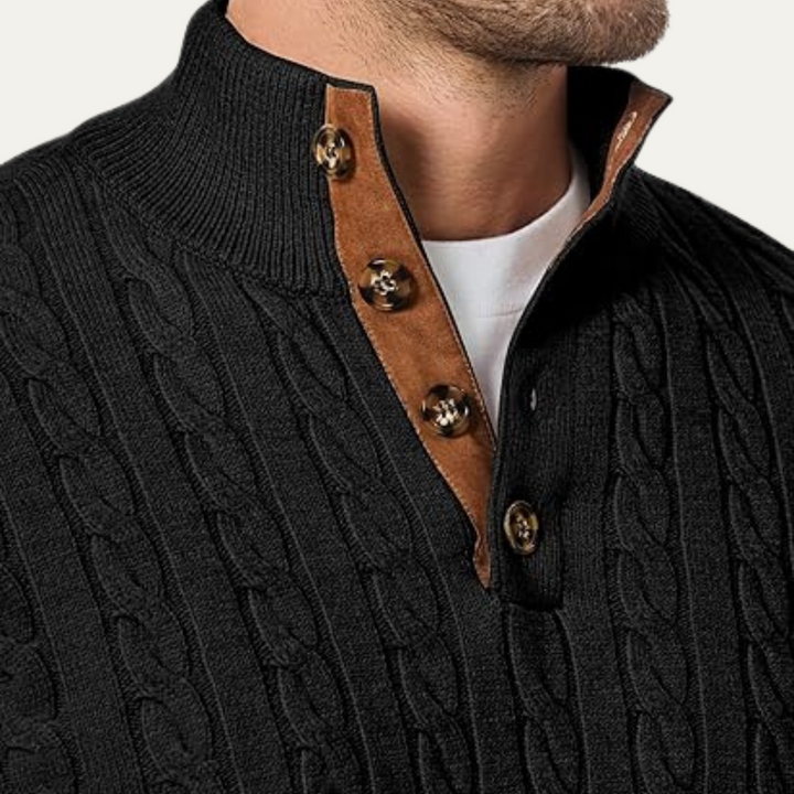 Roméo | Cable Knit Button Collar Sweater