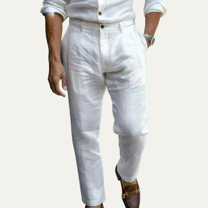 Honoré | Tapered Ankle Linen Trousers