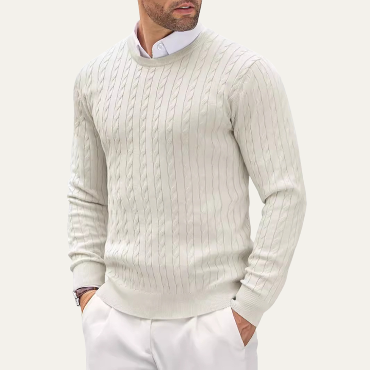 Mathias | Cable Knit Crew Neck Sweater