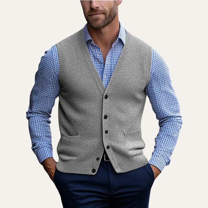 Esdras | Button Front Wool Knit Vest