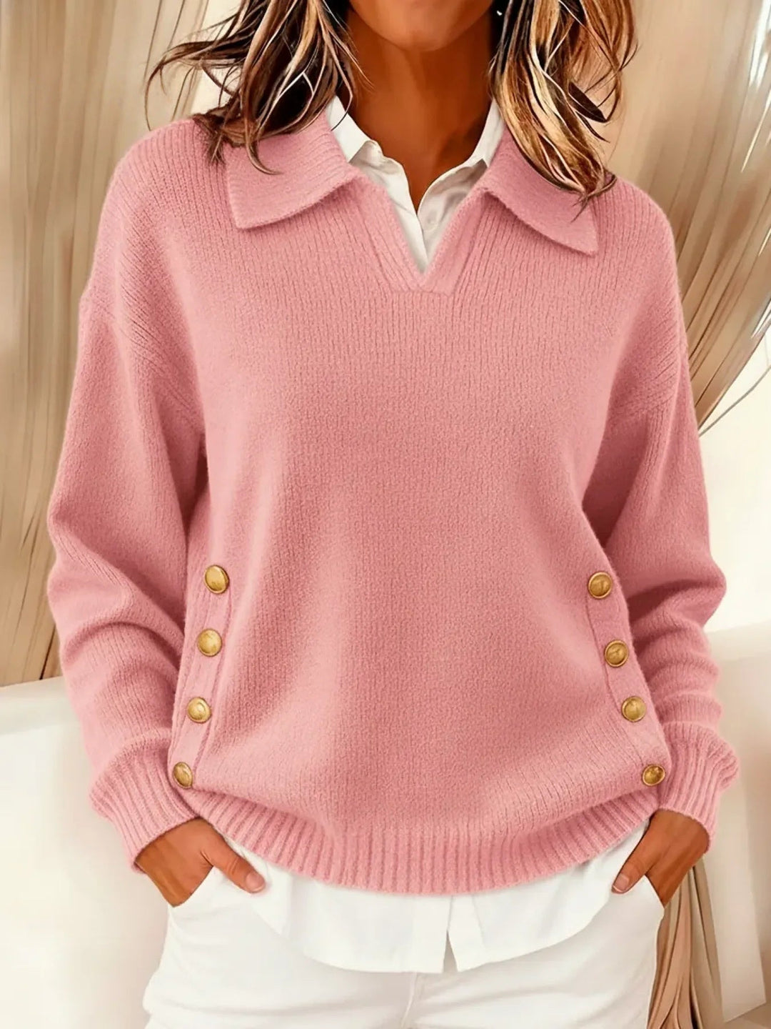 Doriane | Side Button Collar Sweater