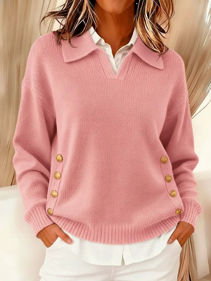Doriane | Side Button Collar Sweater