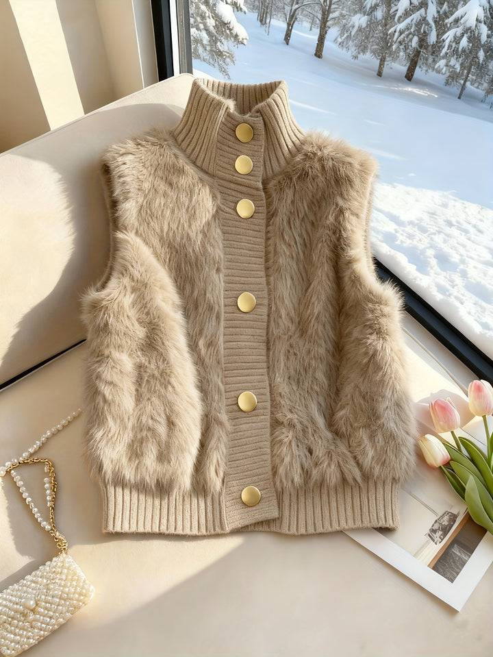 Ermeline | Faux Fur Stand Collar Vest