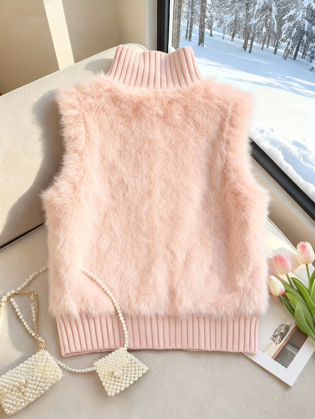 Ermeline | Faux Fur Stand Collar Vest