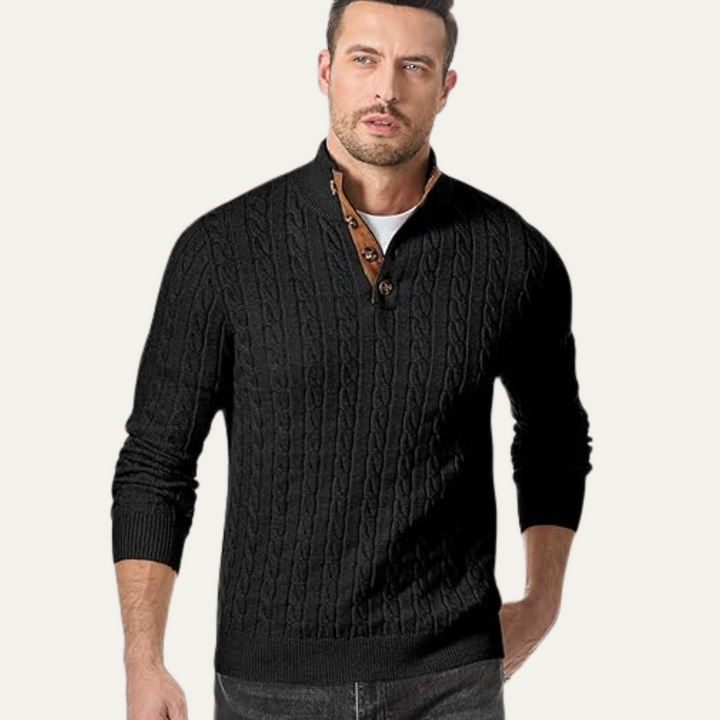 Roméo | Cable Knit Button Collar Sweater