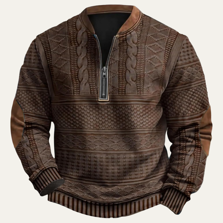 Martial | Elbow Patch Patterned Half Zip
