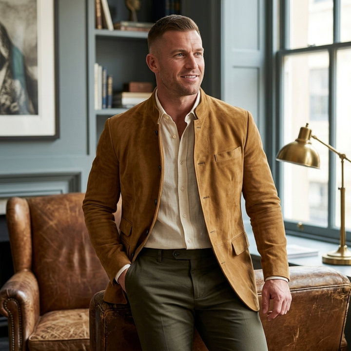 Rene | Suede Stand Collar Blazer