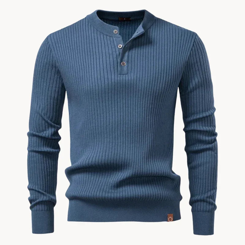 Mathieu | Ribbed Wool Henley Knit