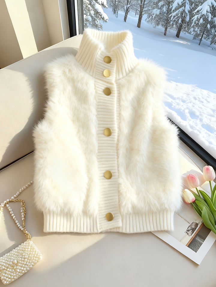 Ermeline | Faux Fur Stand Collar Vest