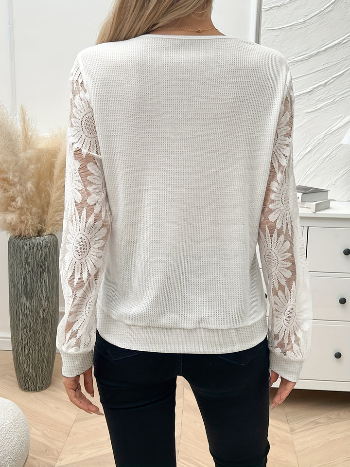 Veronique | Lace Panel Lantern Top