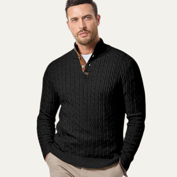 Roméo | Cable Knit Button Collar Sweater