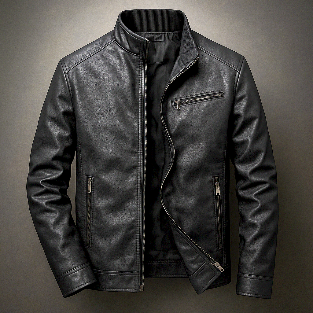 Hormidas | Corduroy Collar Leather Jacket