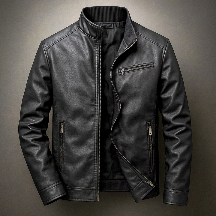 Hormidas | Corduroy Collar Leather Jacket