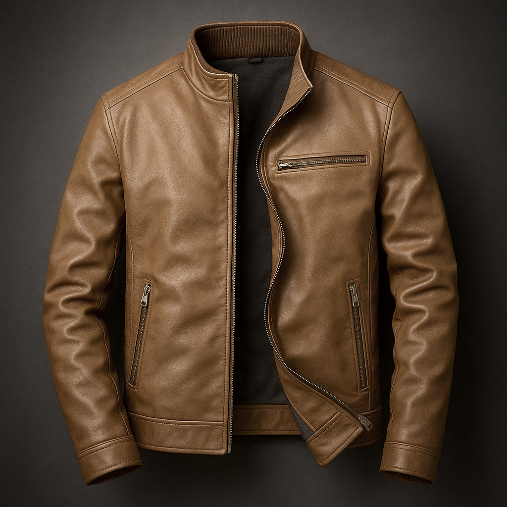 Hormidas | Corduroy Collar Leather Jacket
